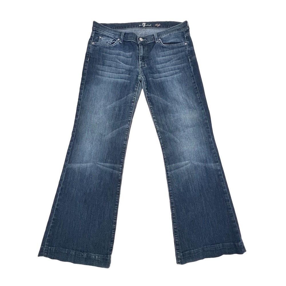 7 For All Mankind Dojo Jeans Size 32 Flare Whisker Wide Leg Denim Trouser Boho